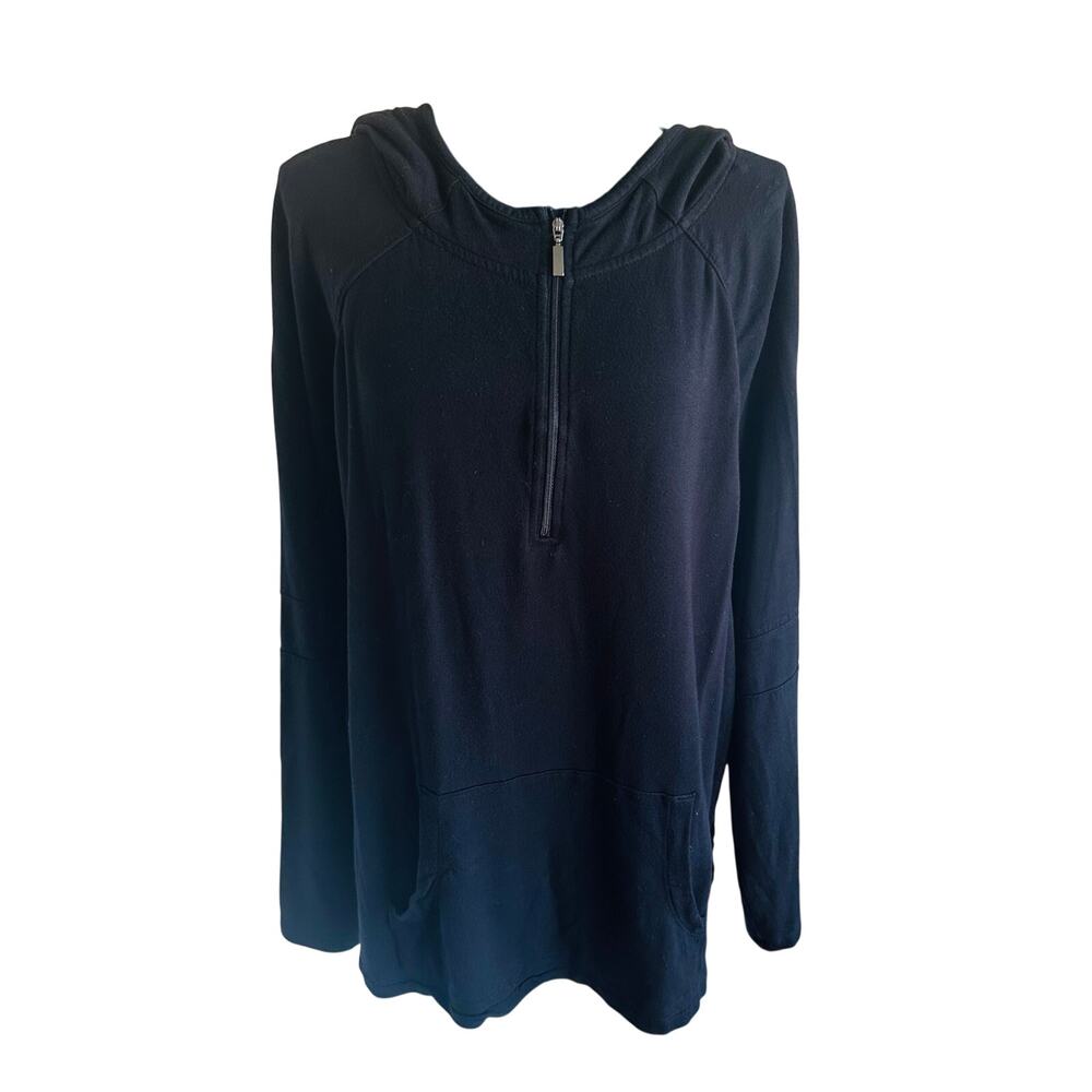 Soma Ultrasoft Fleece Quarter Zip Hoodie Sweatshirt Black XXL